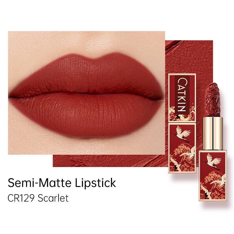 Catkin Carving Lipstick 3pcs Set Silky Smooth Moisture Long Lasting Highly Pigmented Waterproof for Lip Color Makeup 0.13 Ounce X 3 Gift for women