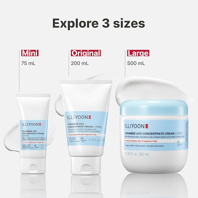 Illiyoon Ceramide Ato Concentrate Cream | Moisturizer for Dry & Sensitive Skin, 100hr Lasting Hydration, For Face & Body, Gentle for Infants, Moisture Barrier Repair, Vegan Certified, 2.53 fl.oz.