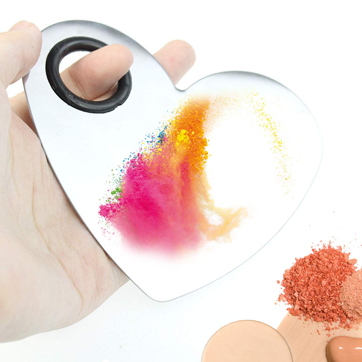 Stainless Steel Heart Shaped Makeup Palette Spatula - Makeup Artist Makeup Enthusiast Tools for Blending Cosmetic Foundation Shades