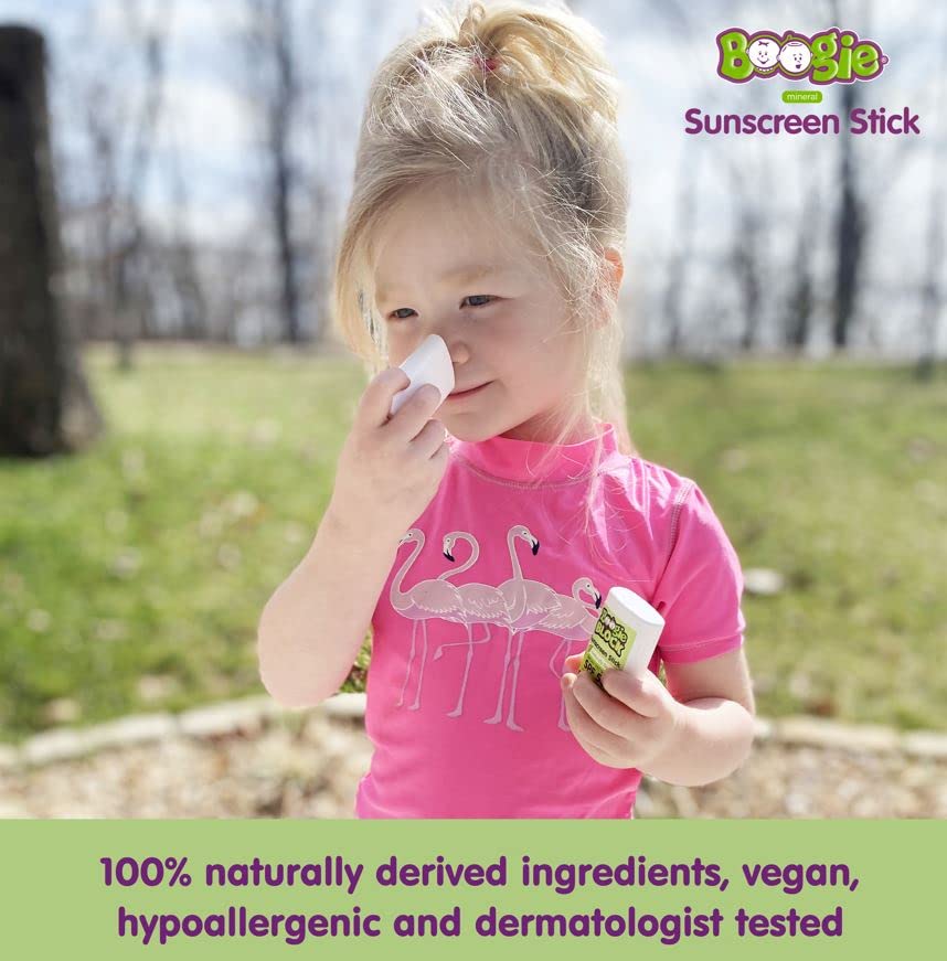 Baby Sunscreen Stick by Boogie Block, Mineral Sunscreen SPF 50, FSA/HSA Eligible, Travel Size Sunblock for Kids, Zinc Oxide, Water Resistant, Vegan, Fragrance Free Pack of 2