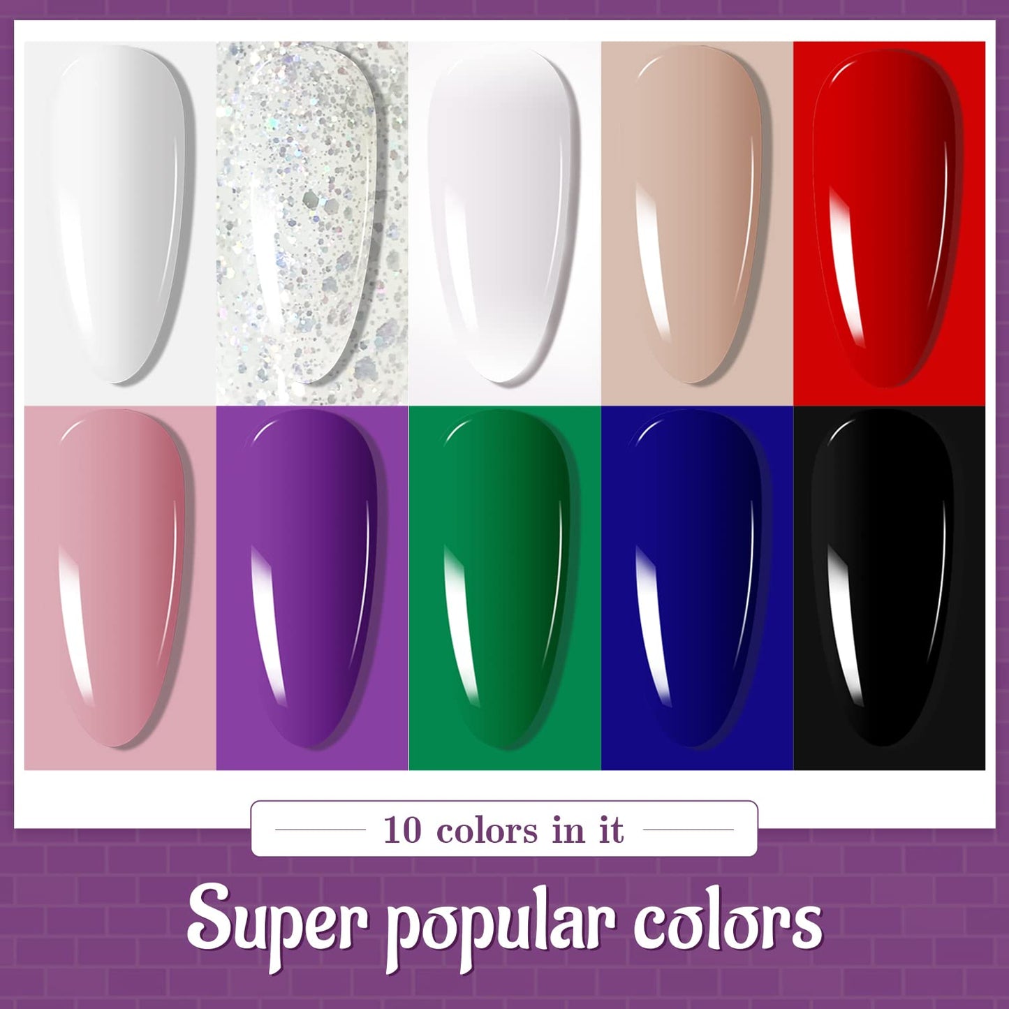 JODSONE Gel Nail Polish Kit 60 PCS with U V Light Soak off Base Top Coat 55 Shine Colors Gel Nail Kit Bright and Dark Brown Wine Red Series Manicure Set for Women and Girls
