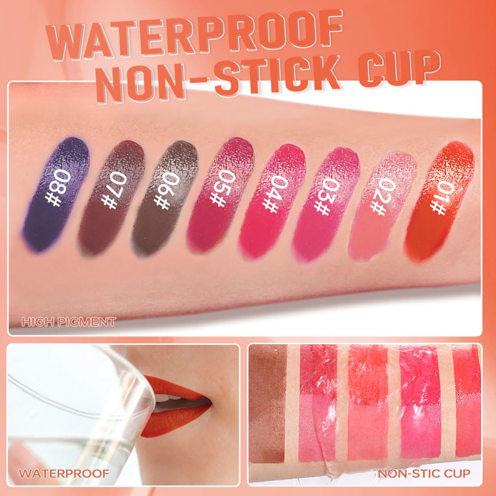 Vibrant Red Coral Peel Off Lip Gloss Masque,Lip Stain Peel Off Tattoo-Peel Off Lip TintandLip Oil 2-in-1Long Lasting Waterproof Transfer-proof Lip Mask Lip Gloss Peel Off Lip Liner,for All SkinType04#