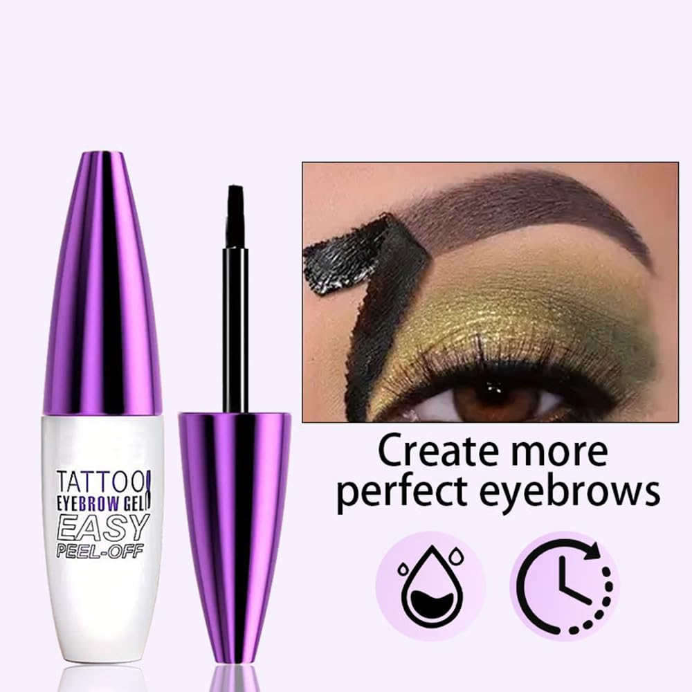 2Pcs Dark Brown Peel Off Brow Tint Gel - Waterproof & Sweatproof Tattoo Effect, Transfer-Resistant Multi-Day Wear, All Skin Types Mother’s Day Gift Set