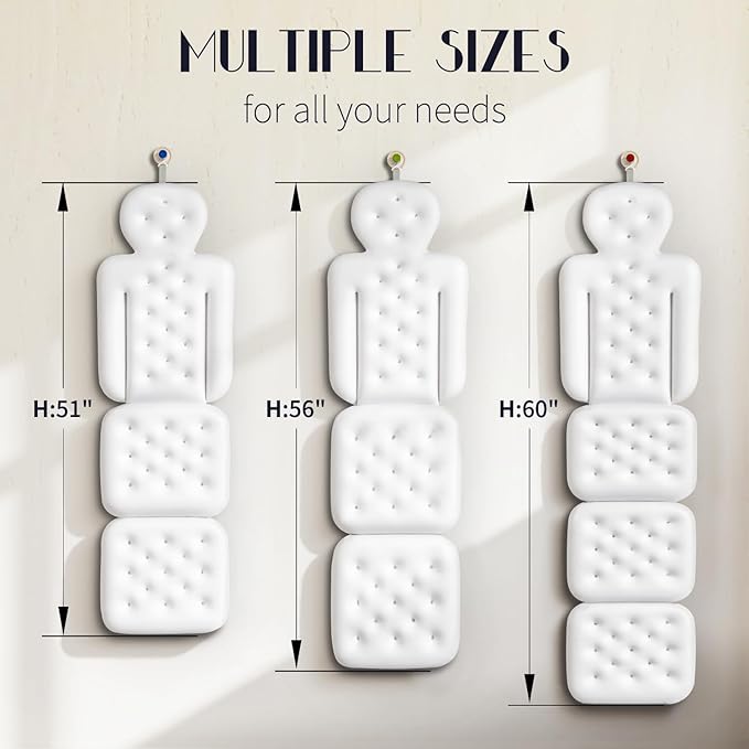 Full Body Bath Pillow for Bathtub, Thick Bathtub Cushion, Luxury Tub Pillow for Bath for Headrest Neck and Back Support White 56" x 16"