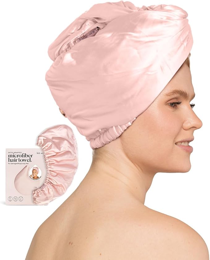 Kitsch Microfiber Hair Towel Wrap for Women – Ultra Absorbent Microfiber Bath Towels for Wet, Curly, Long or Short Hair – Anti-Frizz Hair Wrap, Great Hair Care Gifts for Women – Blush