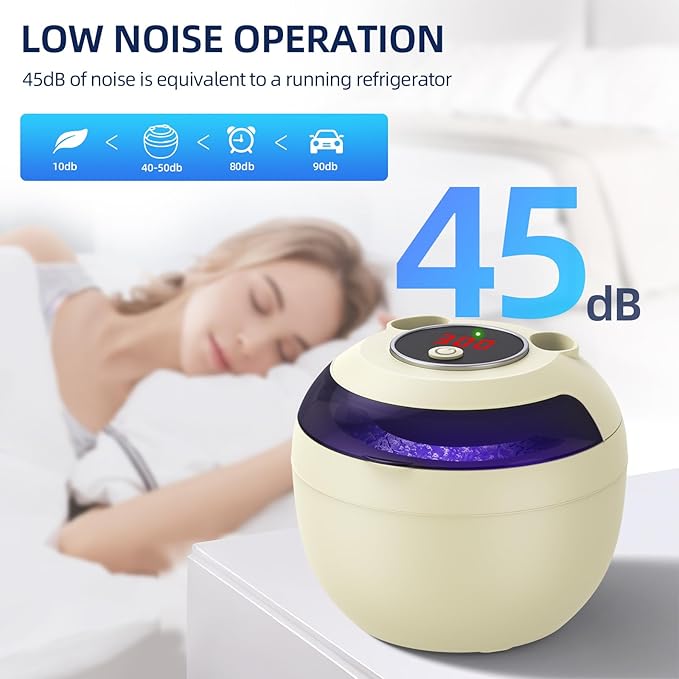 Ultrasonic Retainer Cleaner Machine, 45kHz Ultrasonic Denture Cleaner with 200ML Capacity & 4 Modes for Dental Cleaning Pod, Aligners, Mouthguards, Retainers, Jewelry, Yellow