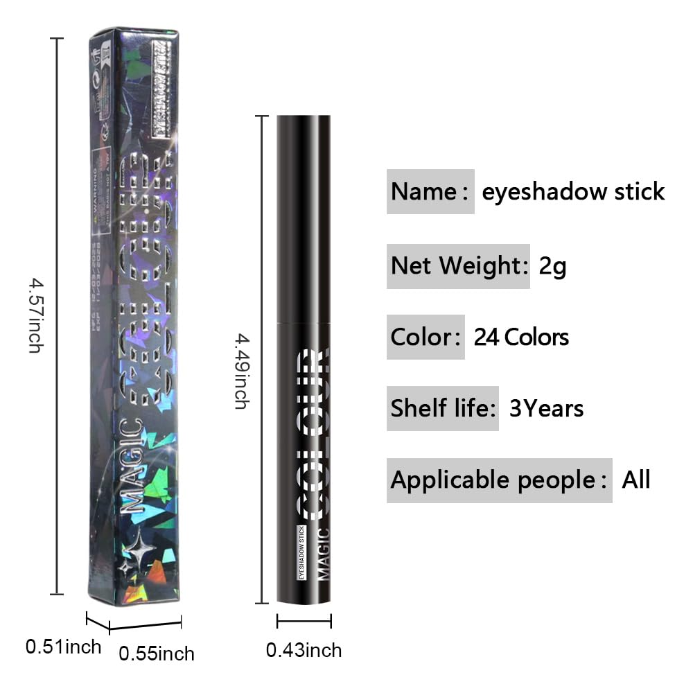 Black Shimmer Cream Eye Shadow Stick Makeup for Women, Black Shimmer Matte Eye Shadow Brightener Stick for Eyes, Long-lasting Waterproof Eyeshadow Pencil Applicator Blendable for Eye Highlight 17