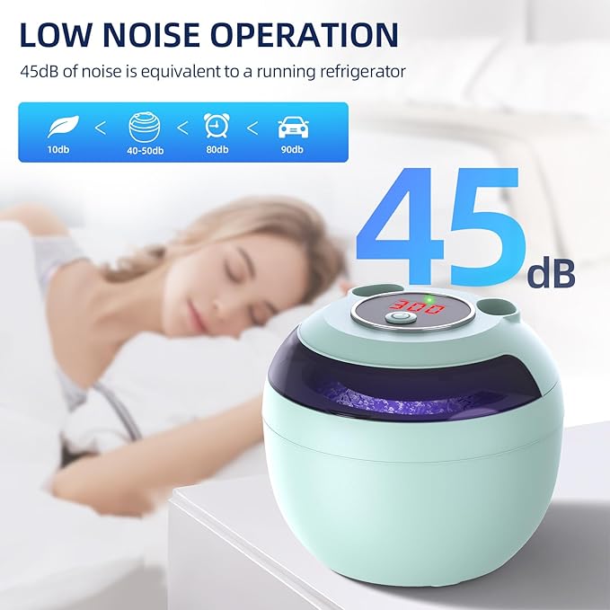 Ultrasonic Retainer Cleaner Machine, 45kHz Ultrasonic Denture Cleaner with 200ML Capacity & 4 Modes for Dental Cleaning Pod, Aligners, Mouthguards, Retainers, Jewelry, Green