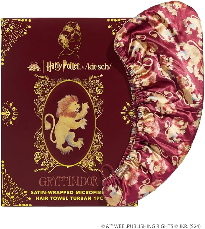 Kitsch Harry Potter x Microfiber Hair Towel Wrap for Women – Ultra Absorbent Microfiber Bath Towels for Wet, Curly, Long/Short Hair, Anti-Frizz Hair Wrap, Great Hair Care Gifts for Women – Gryffindor