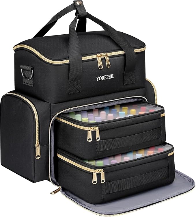 YOREPEK Extra Large Nail Polish Organizer Case Holds 48 to 100+ Bottles (15ml/0.5 fl.oz) UV lamp, Gel Polish Travel Case Bag with 2 Removable Pouches Fits Nail Suppiles, Gifts for Manicurist, Girls