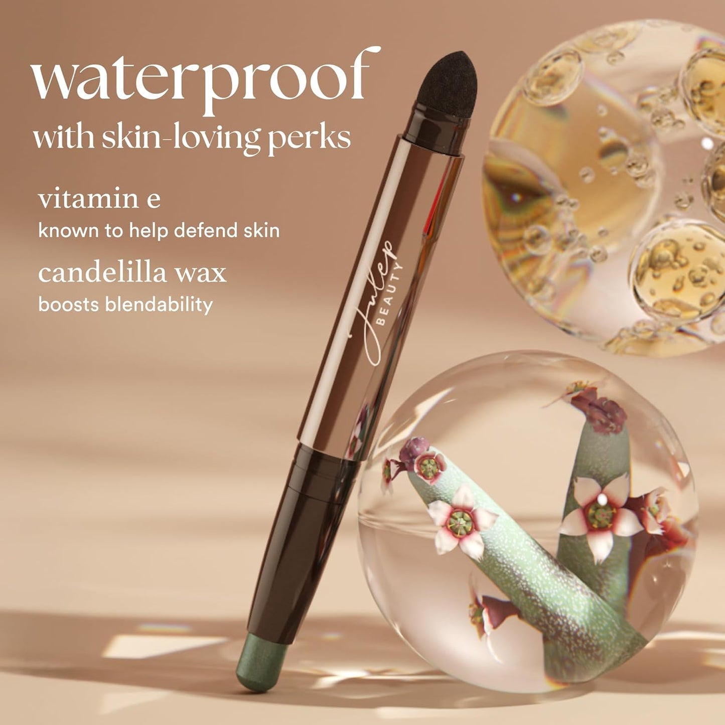 Julep Eyeshadow 101 Cream-to-Powder Waterproof Shadow Stick – Desert Matte – Long-Lasting, Crease-Proof, Light Beige Matte Cream Eyeshadow with Built-in Smudger