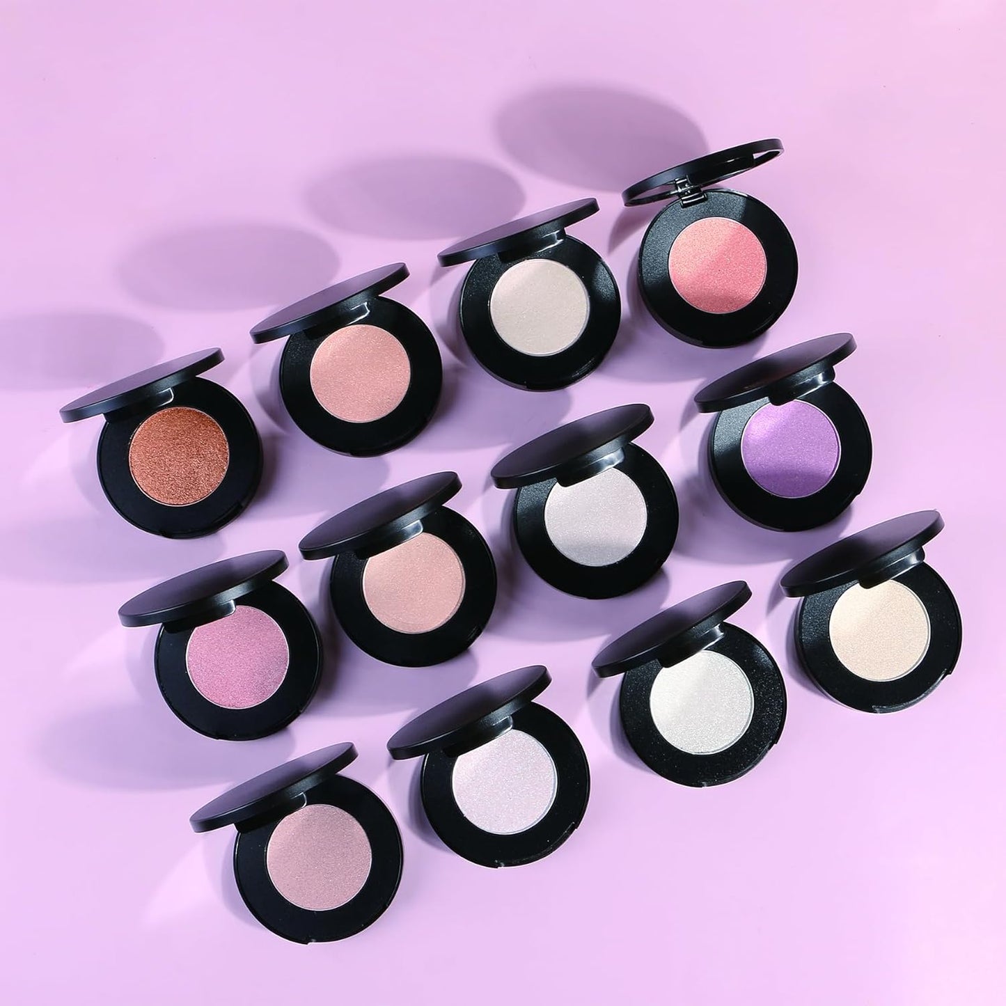 Face Highlighter Powder Palette, Glossy Glitter Illuminator Powder, Shimmer Shades for Face Highlighter Makeup, Highly Pigmented Natural Shiny Highlight Makeup Illuminator Highlighter 12