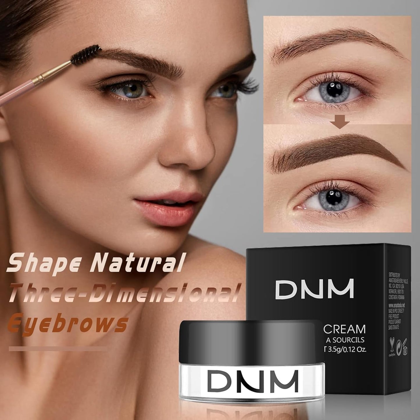 2Pcs Brow Pomade Set with Dual-ended Eyebrow Brush, High pigment Water proof Natural finish Eyebrow Makeup Set with Eyebrow Brush for Women and Girls(04#)