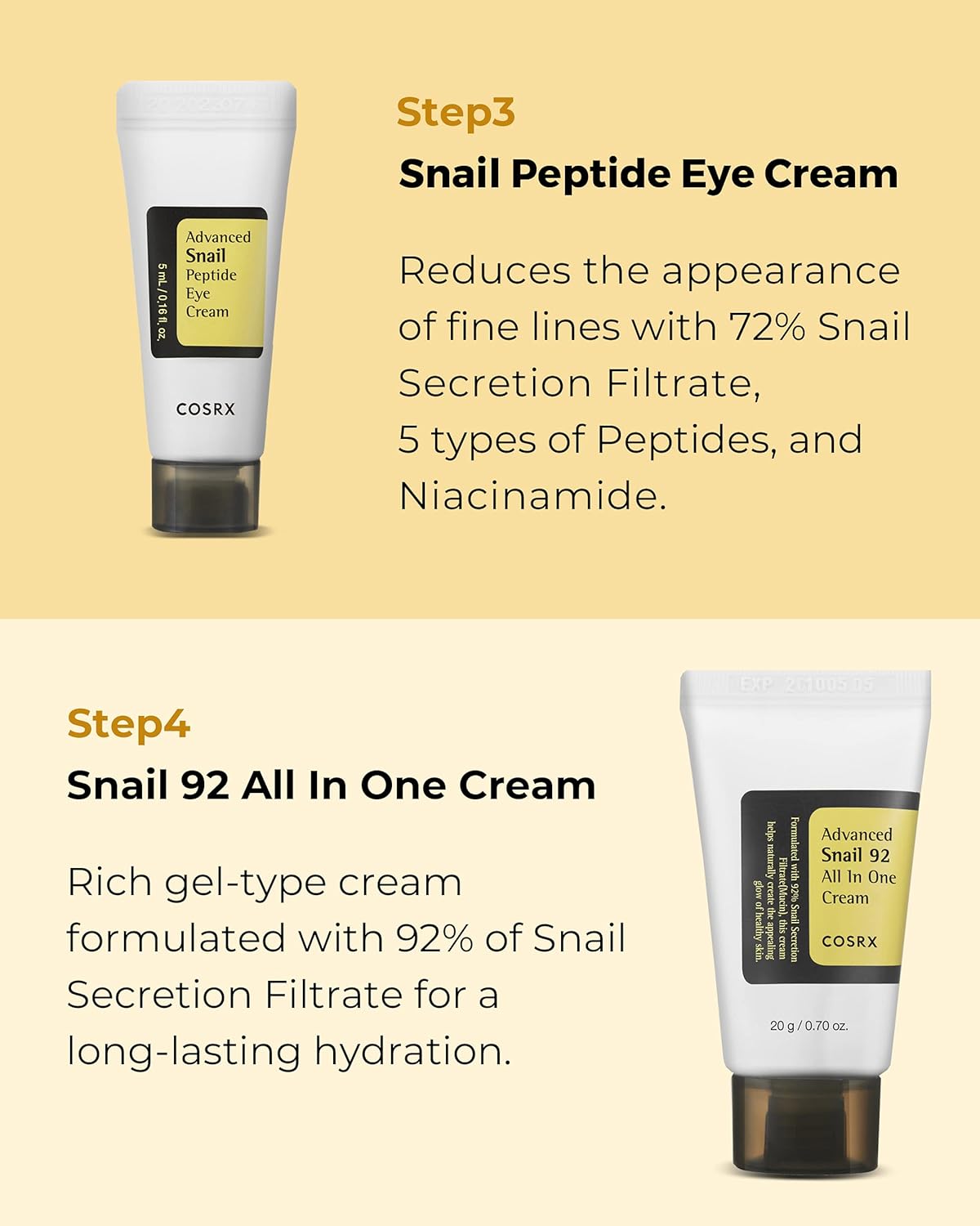 COSRX All About Snail Korean Skincare | TSA Approved Travel Size, Gift Set with Face Gel Cleanser, Essence, Cream & Eye-cream, Repairing, Recovering, Rejuvenating Kit with Snail Mucin, Korean Skincare