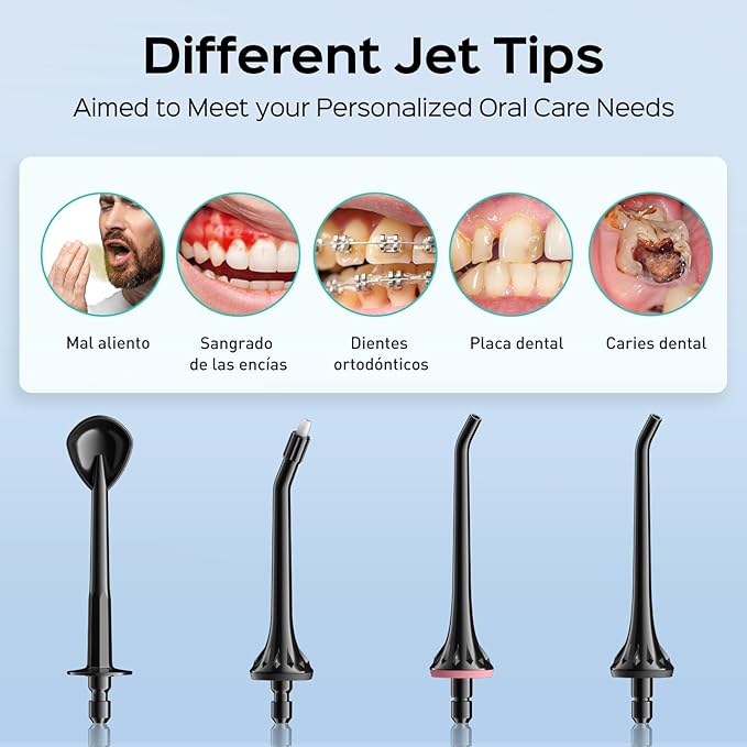 COSLUS Water Dental Flosser Pick for Teeth C30(FC5360): 4 Modes Cordless Portable 300ML Larger Tank Water Teeth Cleaner IPX7 Waterproof Flossing Cleaning Picks for Home Travel Black