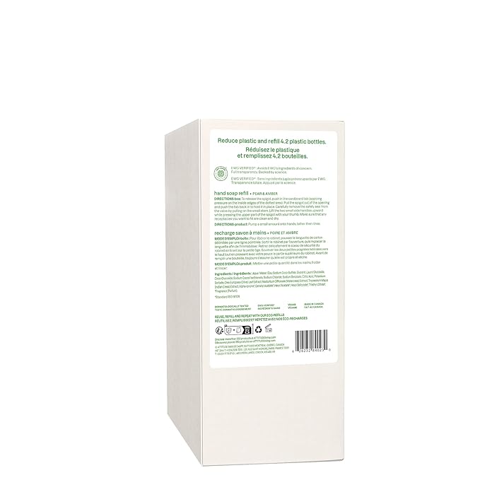 ATTITUDE Liquid Hand Soap, EWG Verified, Plant and Mineral-Based, Vegan Personal Care Products, Pear & Amber, 67.6 Fl Oz