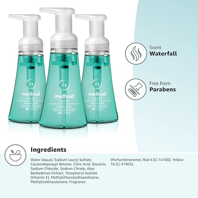 Method Foaming Hand Soap, Waterfall, 10 fl oz (Pack of 3)