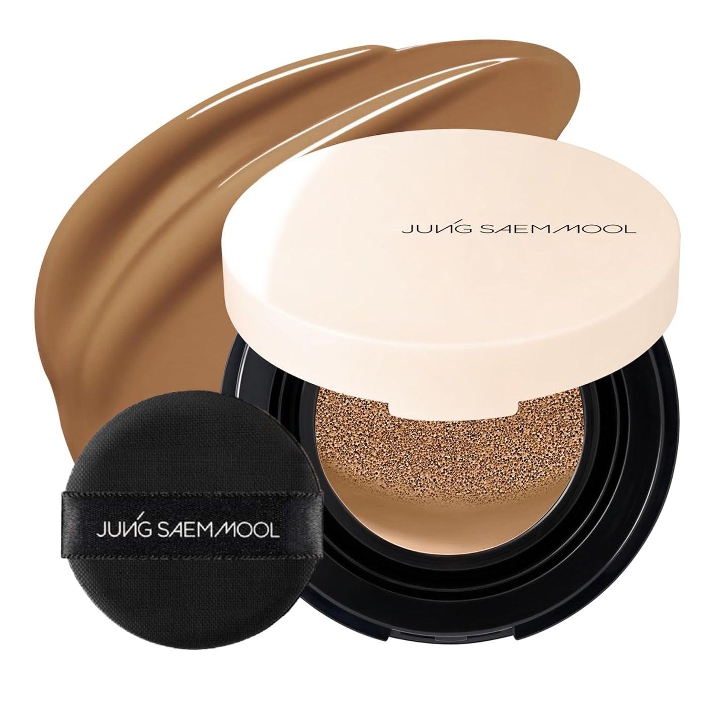 JUNG SAEM MOOL Essential Skin Nuder Cushion Mini 34W Hazelnut 0.17 Fl Oz, Natural Radiant Finish Cushion Foundation with Buildable Coverage, Lightweight Texture, Korean Foundation Makeup