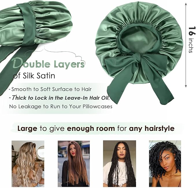 YANIBEST Adjustable Satin Bonnet for Sleeping Women Double Layer Hair Wrap Reduce Friction Prevent Frizz Natural Curly Hair
