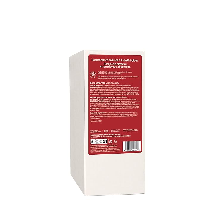 ATTITUDE Liquid Hand Soap Refill, EWG Verified, Plant and Mineral-Based, Vegan Personal Care Products, Apple & Spices Scent, 67.6 Fl Oz