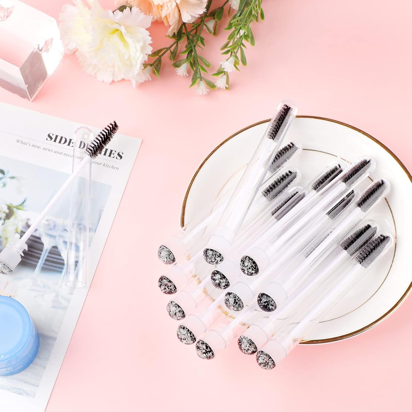 20pcs Eyelash brush Lash Wand Makeup tool Eyelash Extension supplies Cleaning brush Diamond Mascara foil black