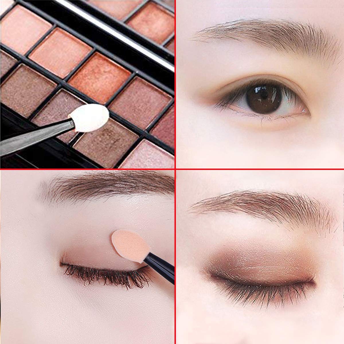 Akstore Disposable Dual Sides Eye Shadow Sponge Applicator Eyeshadow Brushes Makeup Brush (30PCS-Black)