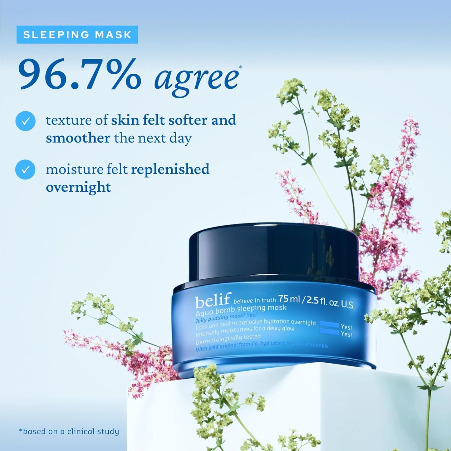 belif Vitamin E Jelly Overnight Mask – Hydrating & Plumping Face Moisturizer with Red Algae & Jojoba Oil, Deep Repair for Glass Skin, Korean Sleeping Mask for Intense Hydration & Radiance, 2.53 fl oz