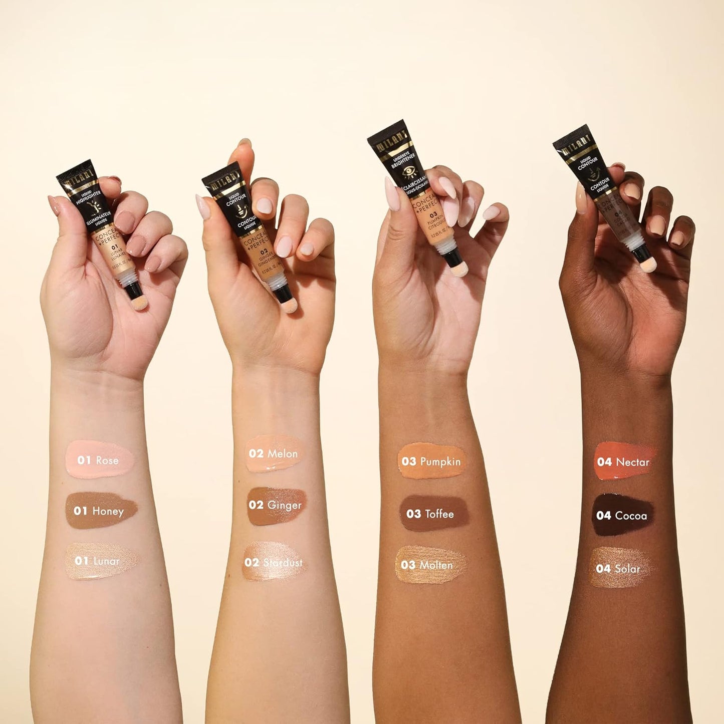 Milani Conceal + Perfect Undereye Brightener for Treating Dark Circles, Face Lift Collection - Pumpkin