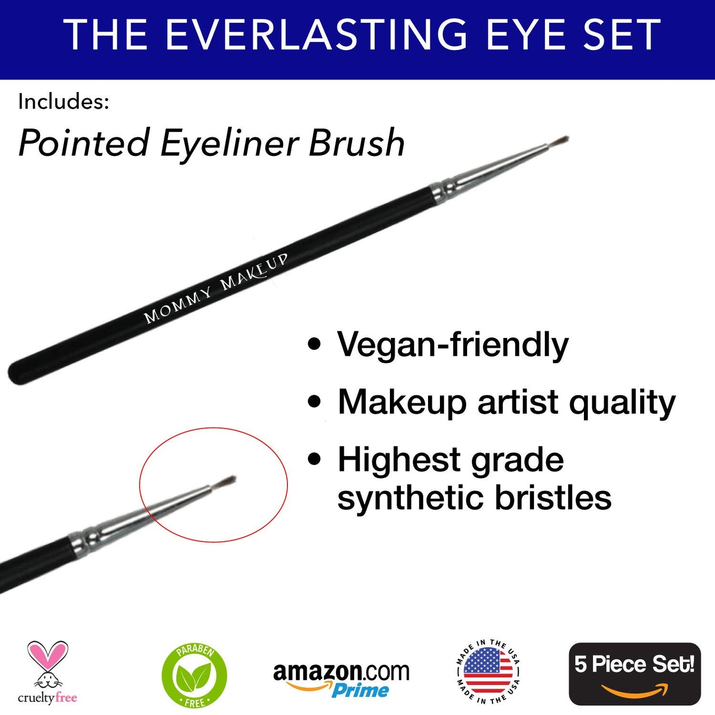 The Everlasting Eye 5 Piece Waterproof Makeup Set. Gel Eyeliner, Creme Eyeshadow, 2 brushes and Mesh Bag. Paraben-free, Talc-free, Cruelty-free. Duchess/Black Orchid 1708