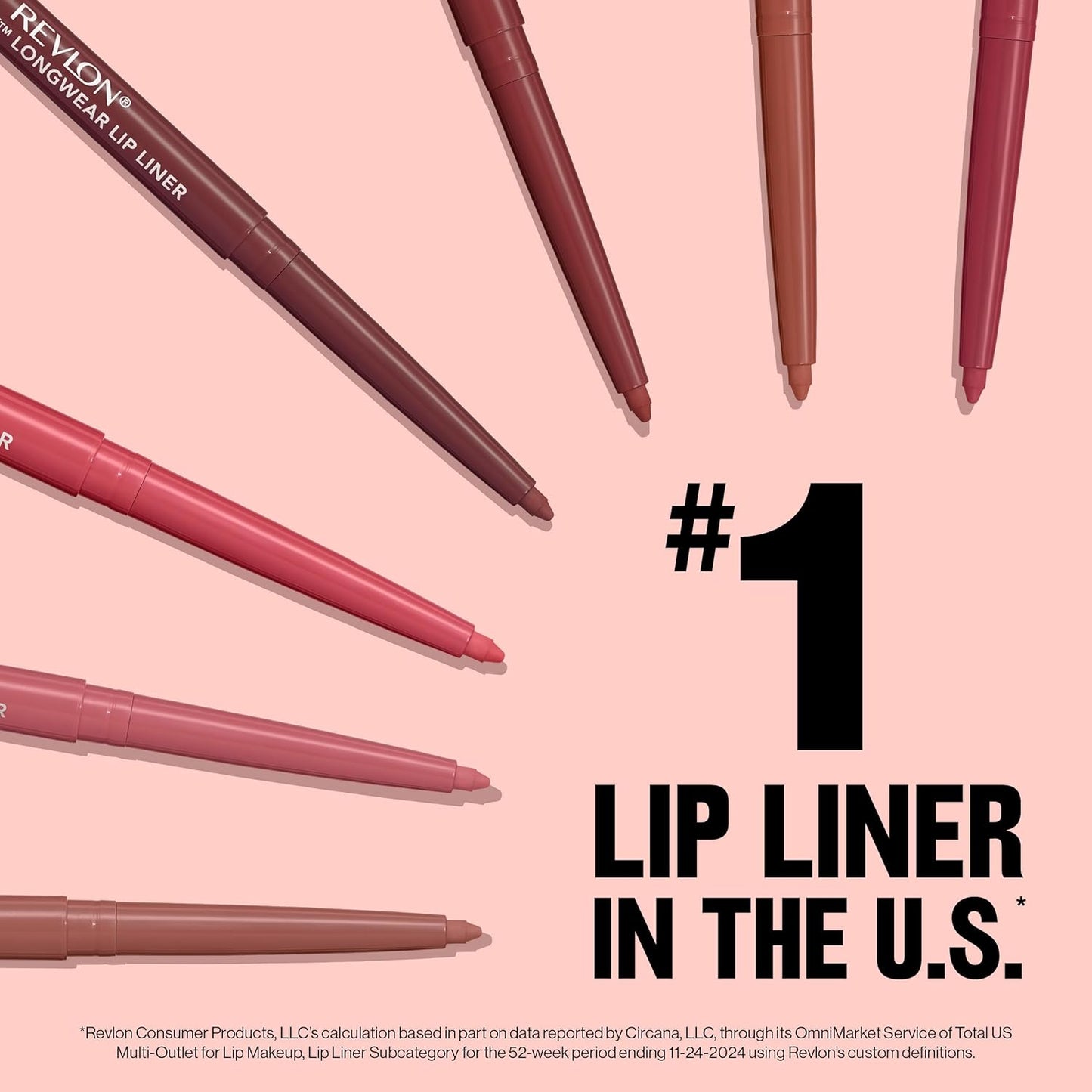 Revlon Colorstay Lip Liner Makeup with Built-in-Sharpener, Longwear Rich Colors, Smooth Application, 655 Rose, 0.01 oz