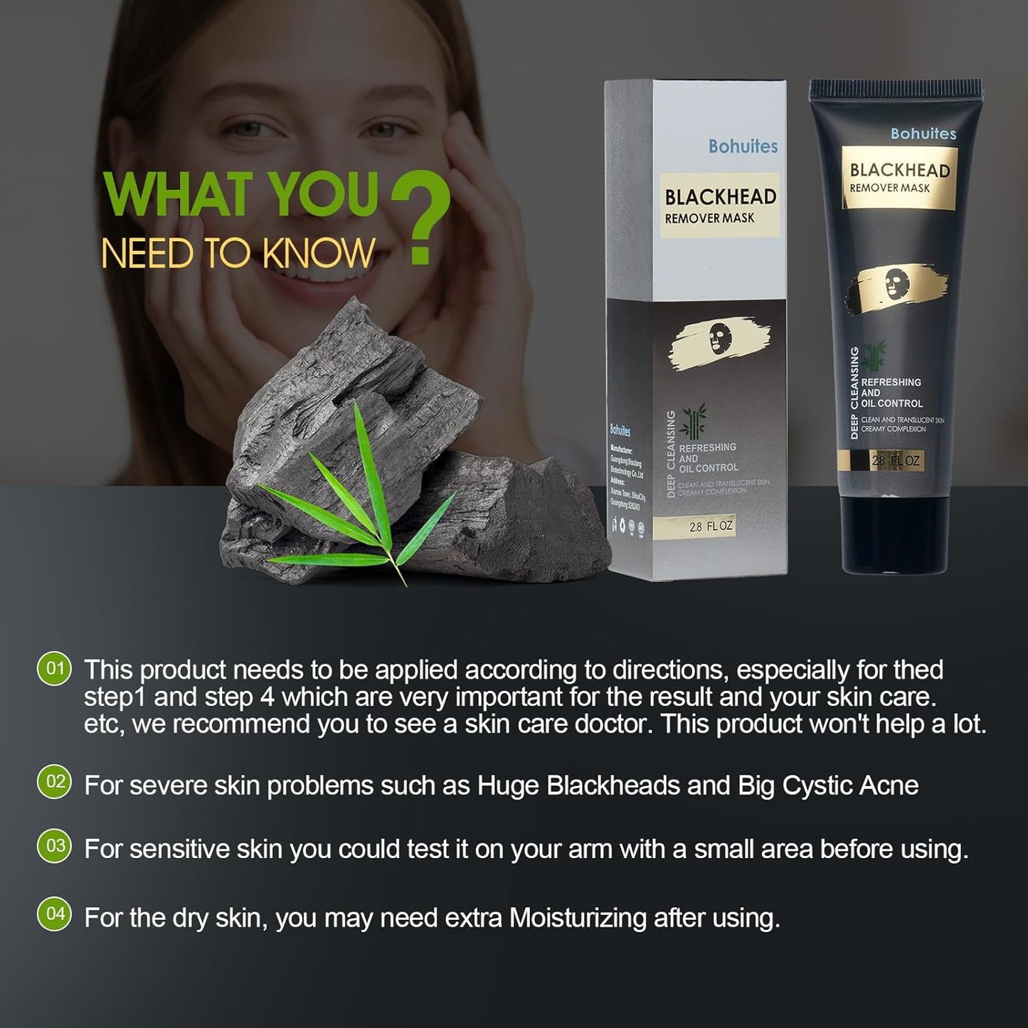Bamboo Charcoal Blackhead Remover Mask โ Peel Off Face Mask for Deep Pore Cleansing |Reduce Blackheads & Excess Oil,Refines Pores for All Skin Types(2.8 Ounce (Pack of 1), Aloe Vera)