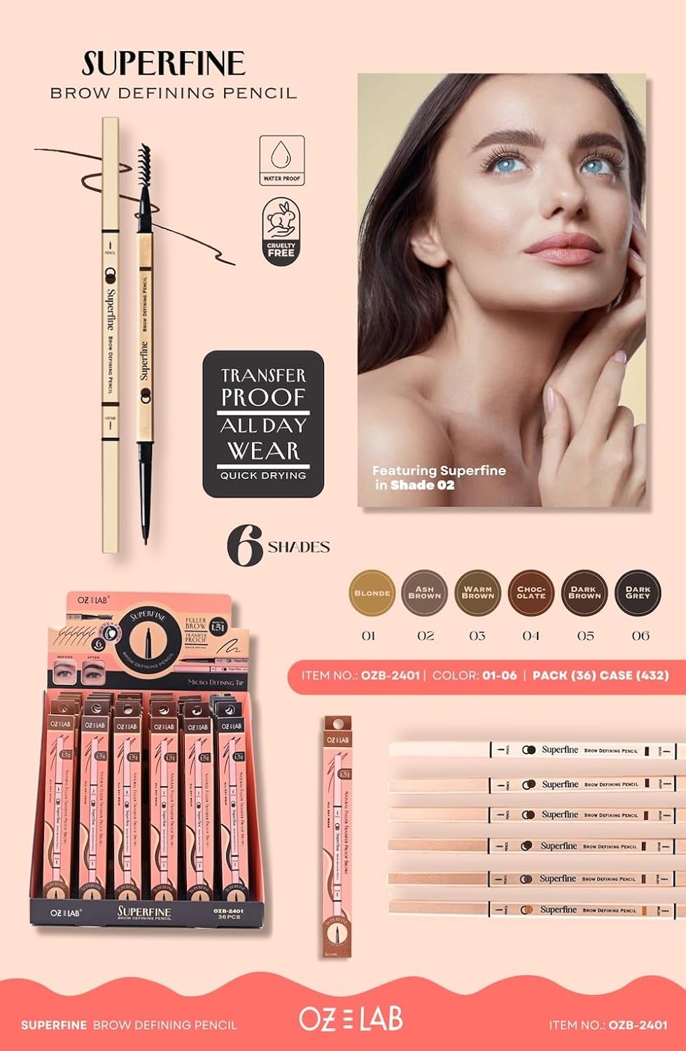 Beauty Superfine Micro Brow Pencil – 1.5mm Ultra-Fine Tip, Waterproof, Vegan Formula, 6 Shades – Long-Lasting Natural Eyebrow Pencil (06 - Dark Grey, 0.08G/0.002 FL.OZ(pack of 1))