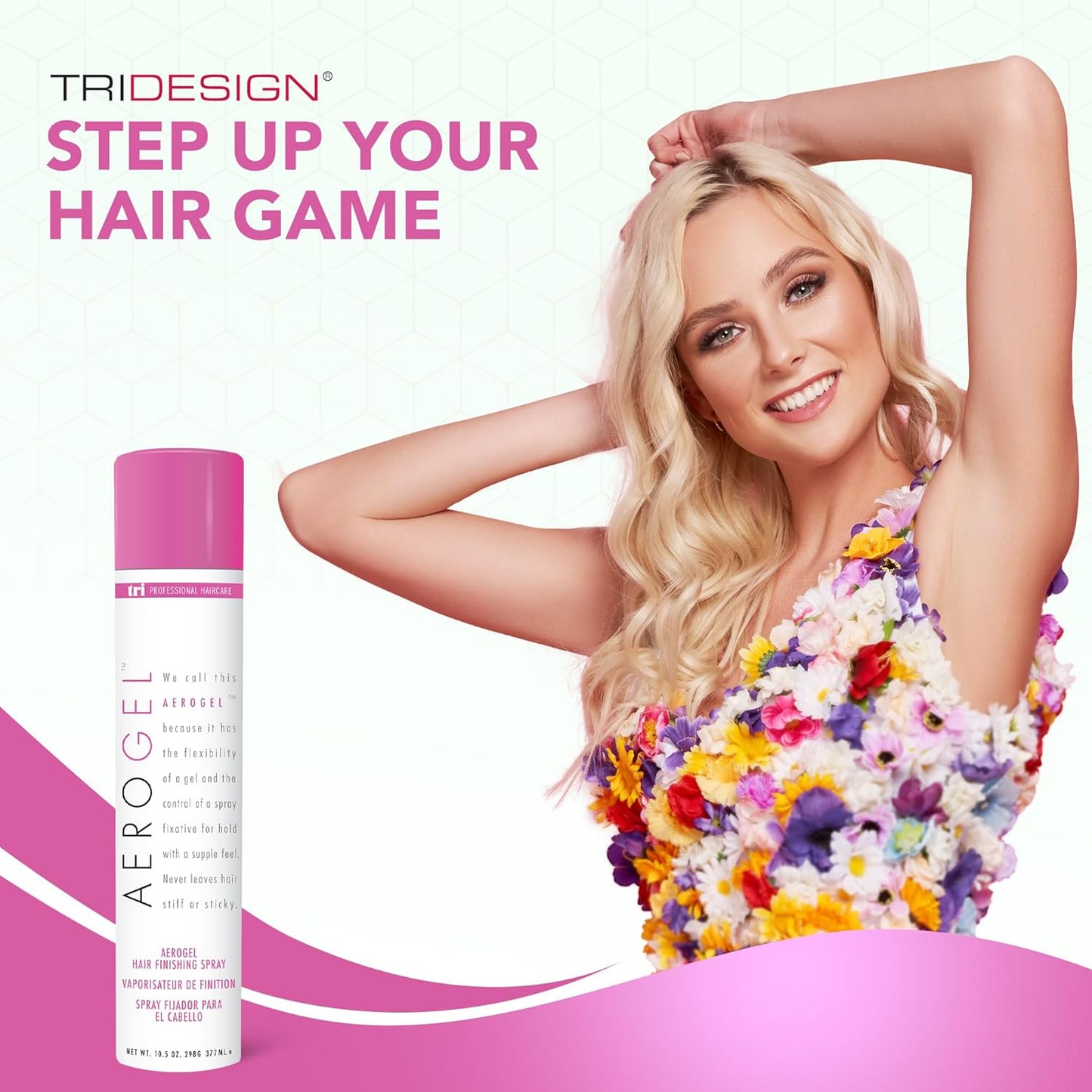 TRI Design Aerogel Hairspray - Strong Hold Hair Finishing Spray for Volumizing & Control, Flexible Styling for All Hair Types, Non-Sticky and Scented - For Women and Men - Pack of 4 (10.5 Oz)