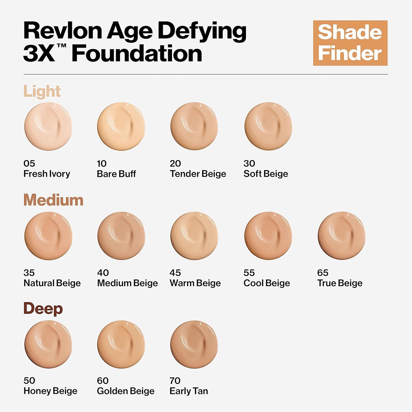 Revlon Liquid Foundation, Age Defying 3XFace Makeup, Anti-Aging and Firming Formula, SPF 30, Longwear Medium Buildable Coverage with Natural Finish, 070 Early Tan, 1 Fl Oz