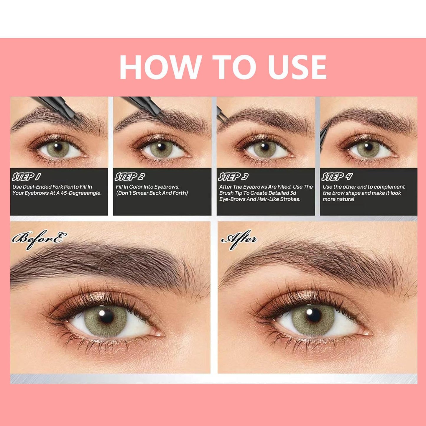 Black Eyebrow Pen Liquid Eyebrow Pencil 2 in 1 Dual-Ended Eye Brow Pencils for Women Waterproof Natural Brow Pencils and Precise Brush Tip Create natural hair like eyebrows that last all day # 05