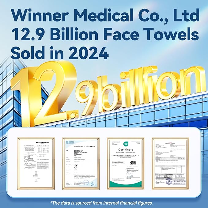 Winner Face Towels Soft Pack, 100% USDA Biobased Facial Towels, Unscented Cotton Tissues for Sensitive Skin, OEKO-TEX Certified Face Towelettes Disposable, Makeup Remover Dry Wipes, 100 Ct, 1 Pack