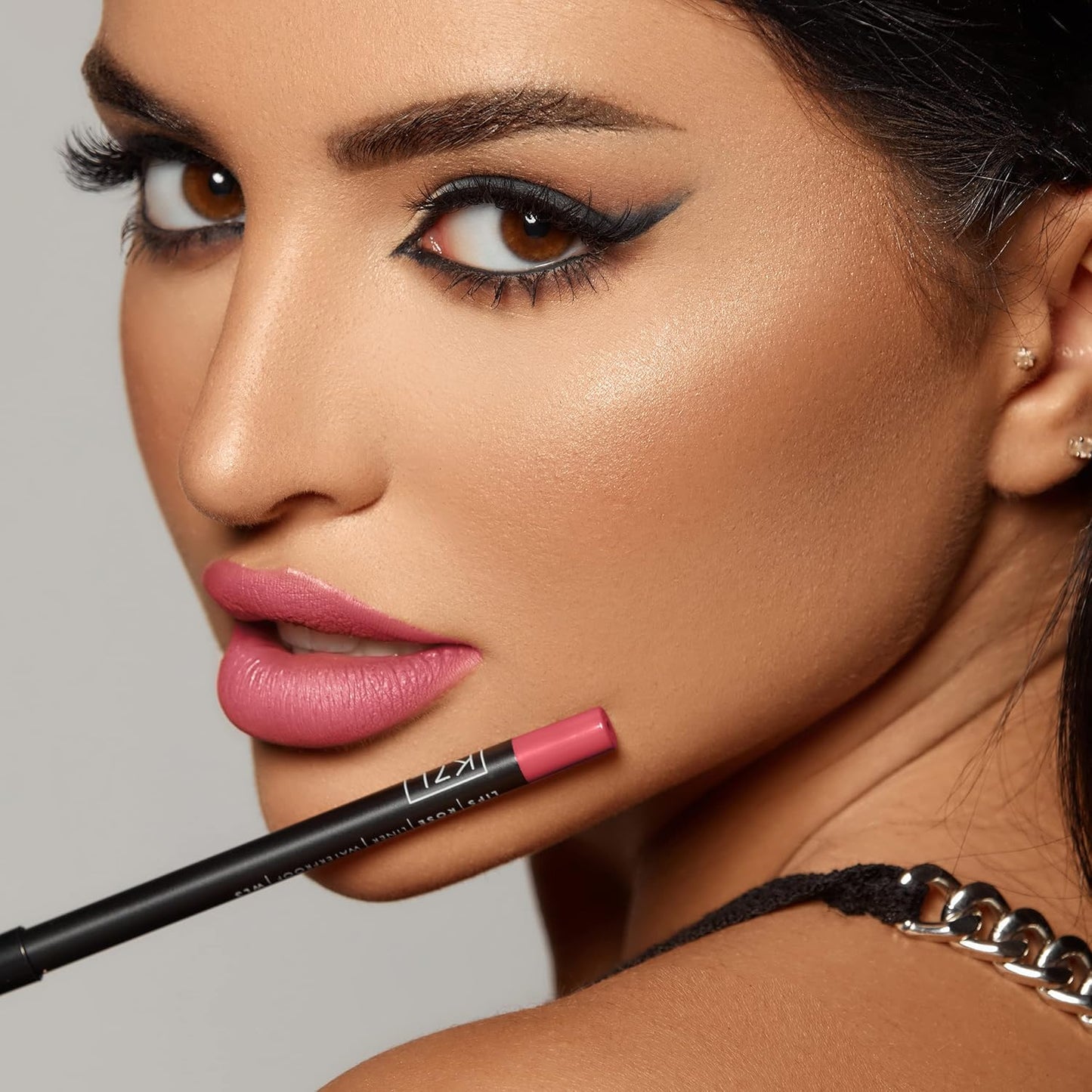 K7L Pink Lip Crayon (Vegan) - Waterproof, Smudge-Proof, Precise Cosmetics