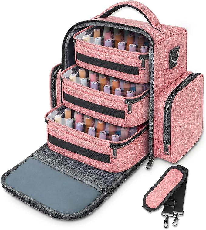 YOREPEK Nail Polish Organizer Holds 72 Bottles (15ml-0.5 fl.oz) Large Nail Polish Carrying Case with 3 Removable Pouches and 4 Zippered Pockets for Manicure Tools, Supplies, Nail Lamp, Gifts for Women