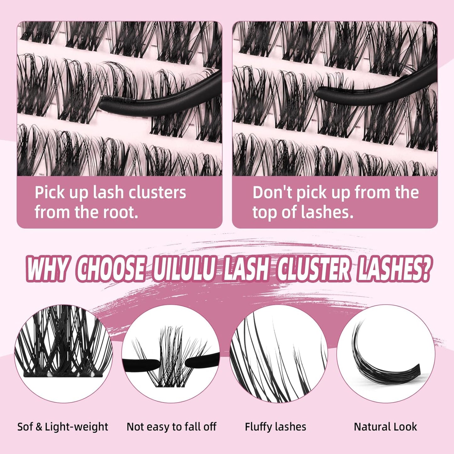 Lash Clusters kit 10-18mm DIY Lash Extension Kit 144 D Curl Lash Clusters 0.07D Wispy Individual Lashes Clusters False Eyelashes Eye Lash Extension Lash Kits Extensions Kit U06 Kit