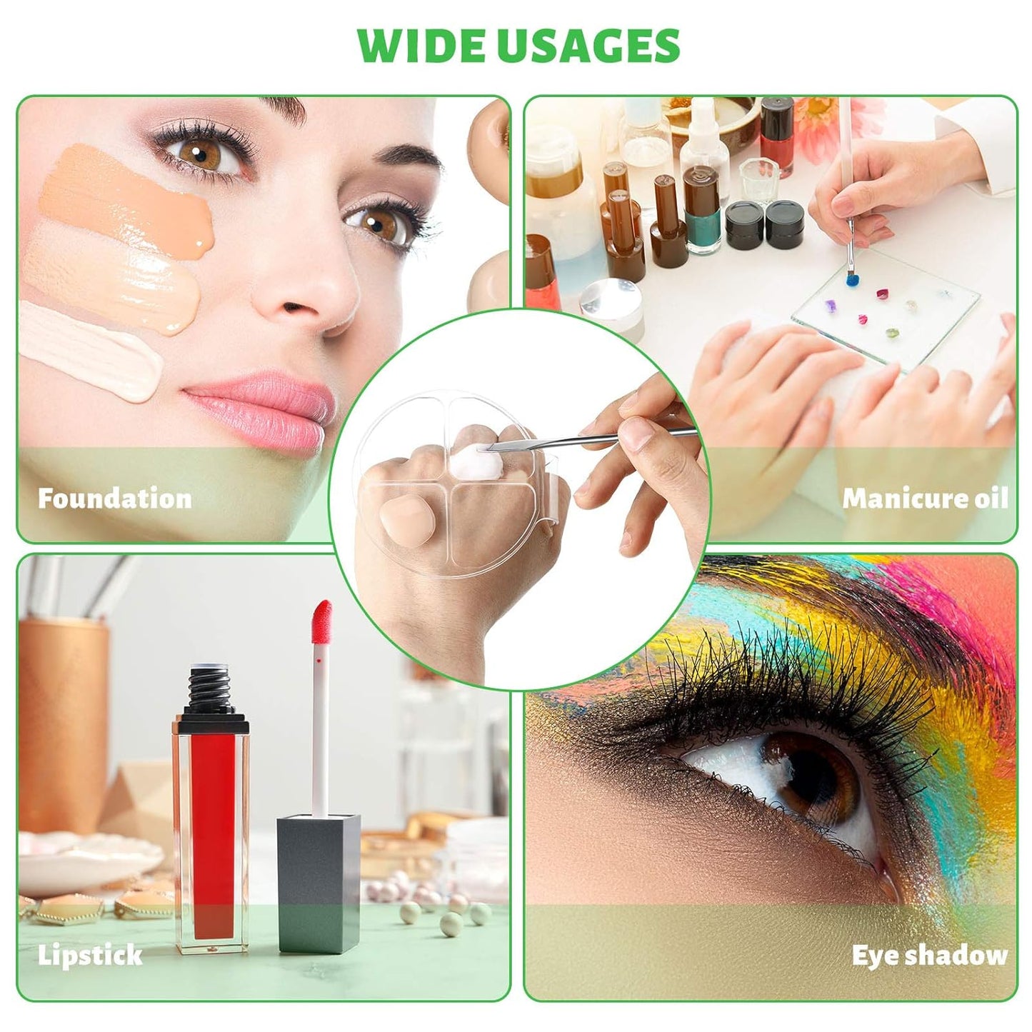 2 Pieces Hand Makeup Mixing Palette Handheld Palette Clear Makeup Cosmetic Palette Nail Art Manicure Palette with 2 Pieces Spatula for Mixing Foundation