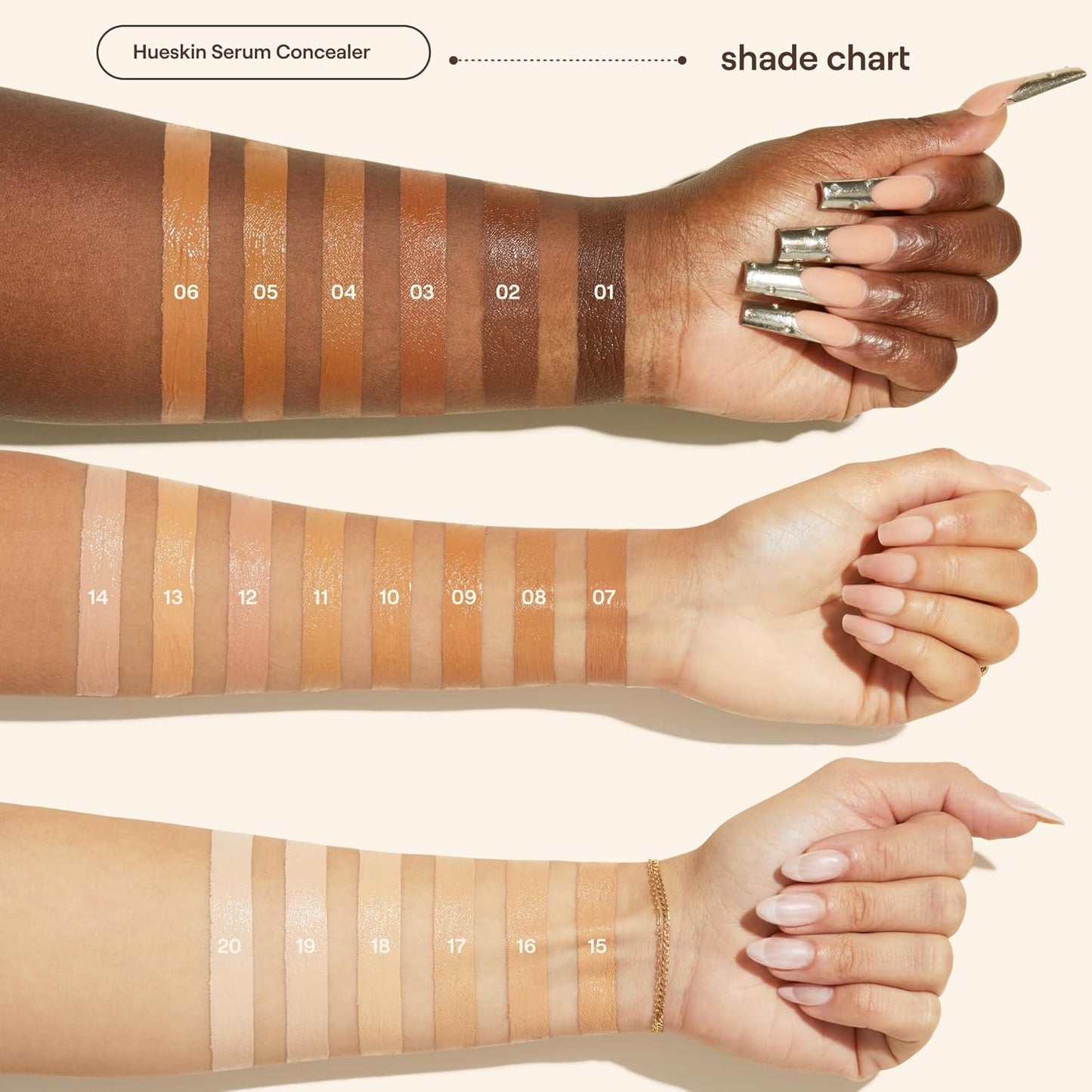 Live Tinted Hueskin Serum Concealer - Medium-to-Full Coverage Concealer with Niacinamide, & Hyaluronic Acid for Dark Circles, Fine Lines & Wrinkles, Buildable Long-Lasting Formula, 0.35 oz Shade 7