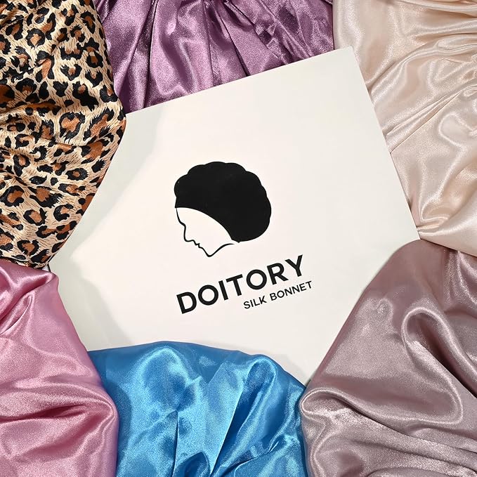 Satin Silk Bonnet for Sleeping, Double Layer Silk Sleep Cap for Men & Women, Soft Satin Lined Bonnet for Curly Hair