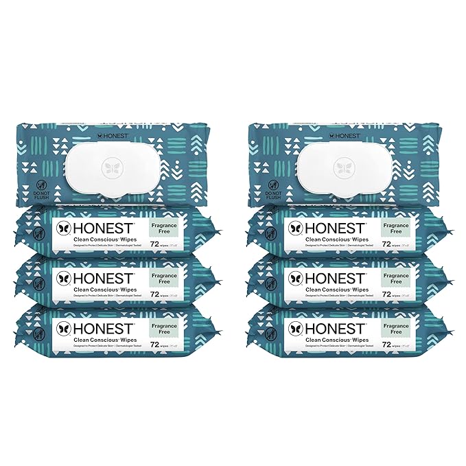 The Honest Company Hypoallergenic Multi-Use Baby Wipes for Sensitive Skin, Balance Blues, 576 Count