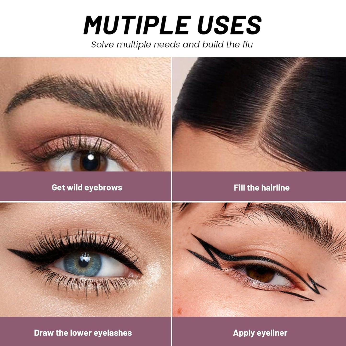2 Pack Eyebrow Pen, Waterproof Microblading Eyebrow Pencil, 2-in-1 4 Tip Eye Brow Makeup Pen for Women with Precise Curved Brush-Tip Create Natural Hair-Like Brows, Last All-Day (Dark Brown)