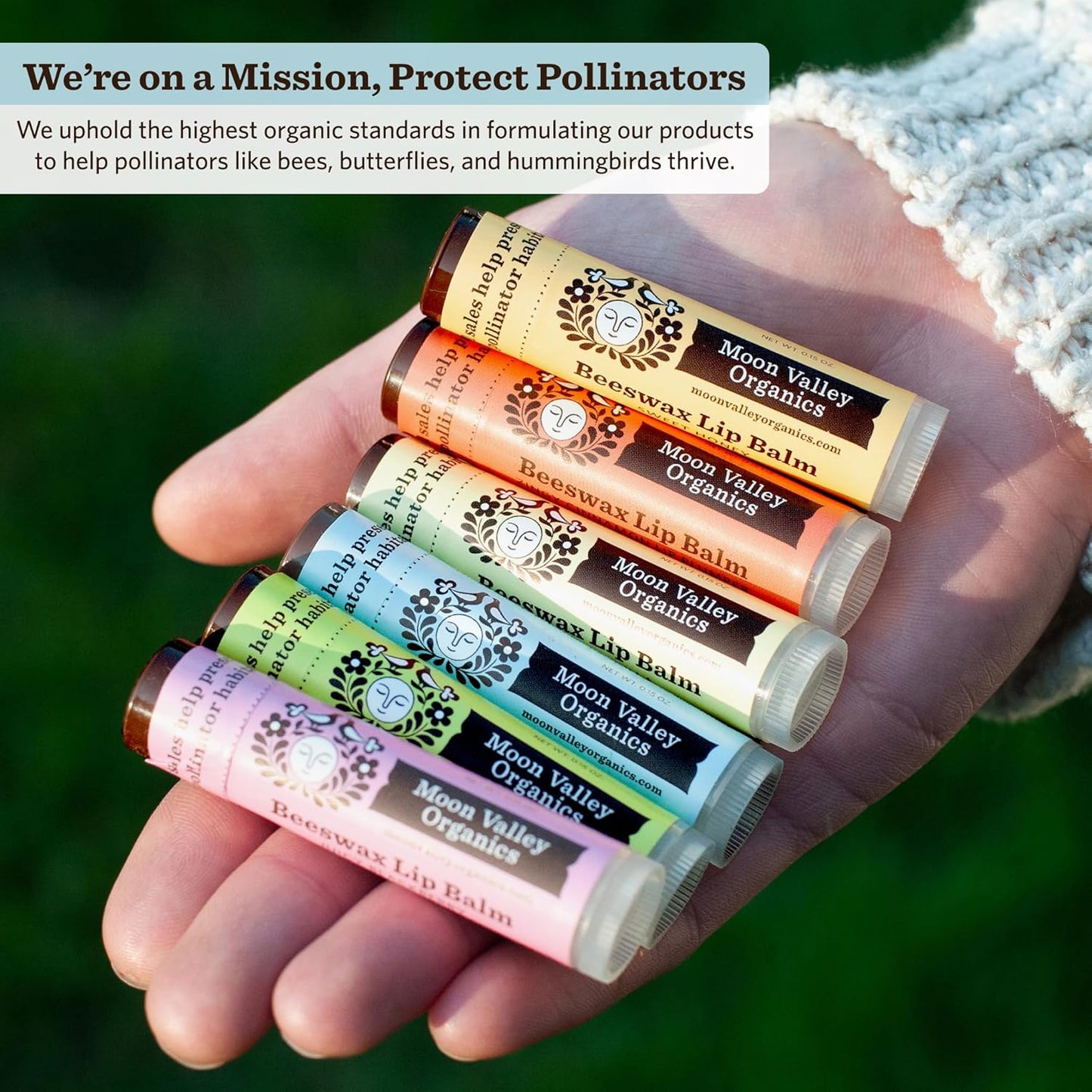 MOON VALLEY ORGANICS Organic Herbal Lip Balm Mint Vanilla, 0.15 OZ