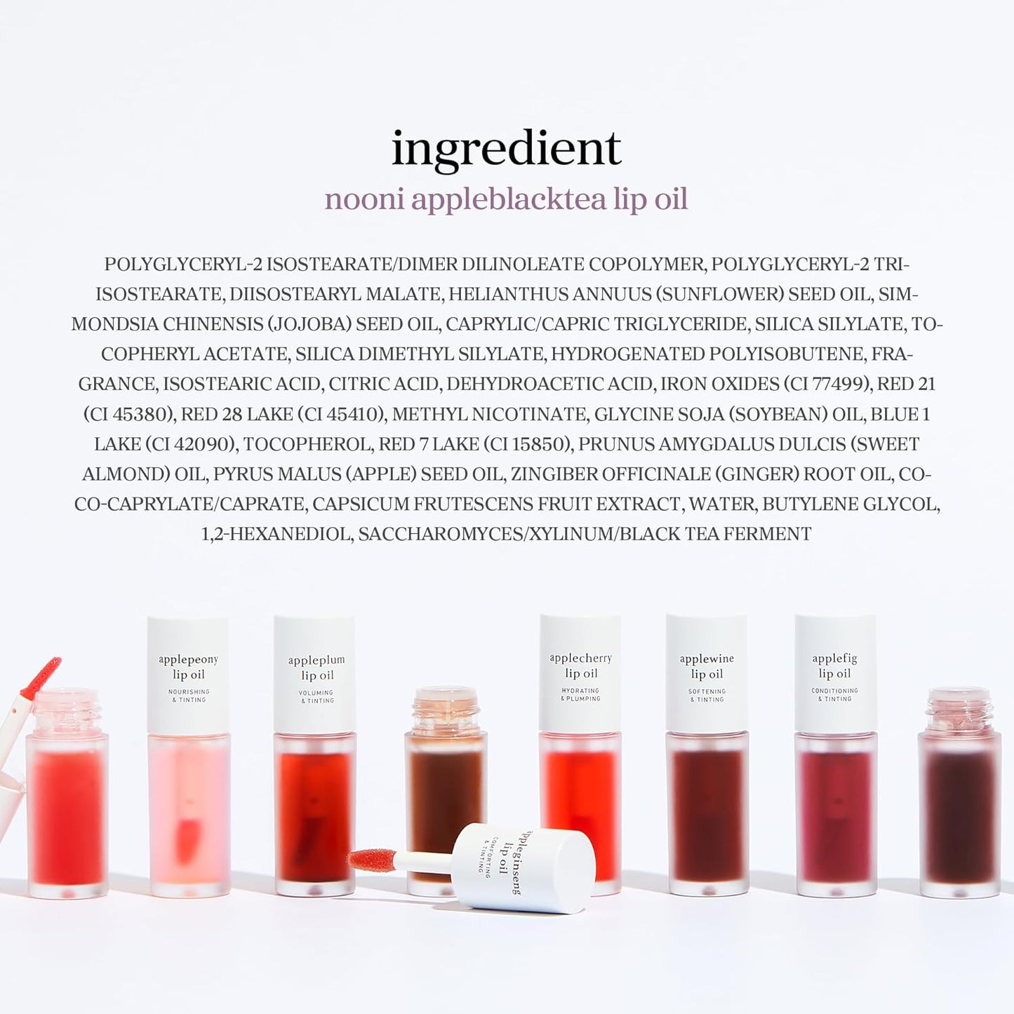 NOONI Korean Lip Oil - Applepeony | Long-Lasting, Moisturizing, Plumping, Revitalizing for Dry Lips, Waterproof, No Peel Off, Hydrating Lip Stain, Stocking Stuffers, Cute Stuff, 0.12 FL Oz