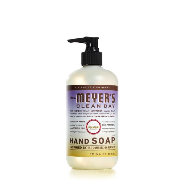 Mrs. MEYER'S CLEAN DAY Liquid Hand Soap 4 Pack Variety, Honeysuckle, Rain Water, Compassion Flower, & Lemon Verbena, 12.4 OZ Each, 1 CT Variety Pack