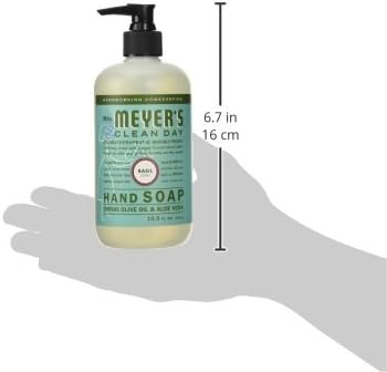 MRS. MEYER'S CLEAN DAY Hand Soap, Made with Essential Oils, Biodegradable Formula, Basil, 12.5 fl. oz (Pack of 4)
