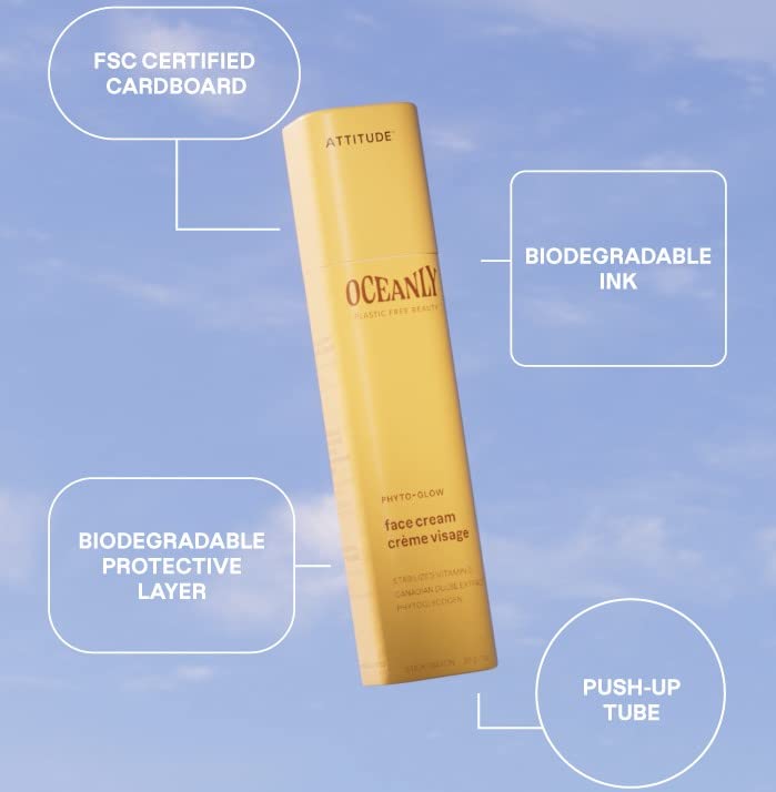 ATTITUDE Oceanly Aging Skin Daily Facial Care Routine Box Set, EWG Verified, Plastic-free, Plant and Mineral-Based Ingredients, Vegan and Cruelty-free, PHYTO AGE, Set of 4 Travel Size Bars