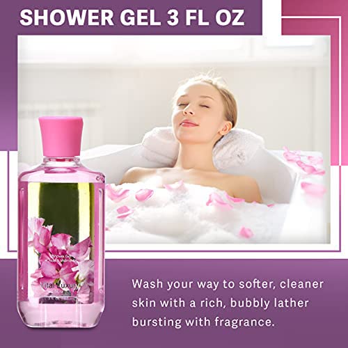 Bath & Body Care Travel Set Pea Flower Scent Home Spa Set with Body Lotion, Shower Gel and Fragrance Mist, Christmas Gifts for Her and Him